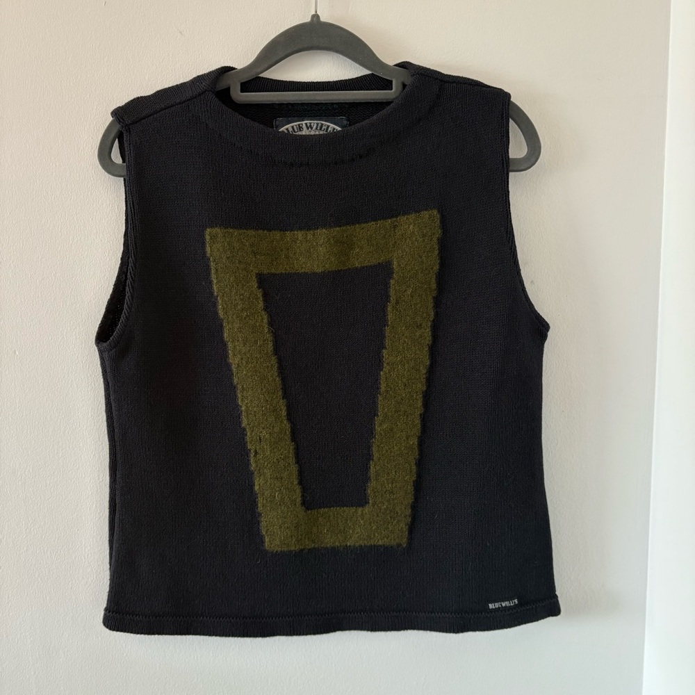 Blue Willi’s Women’s Sleeveless Vest Knit Top Wool Blend Size M Vintage Vibe
